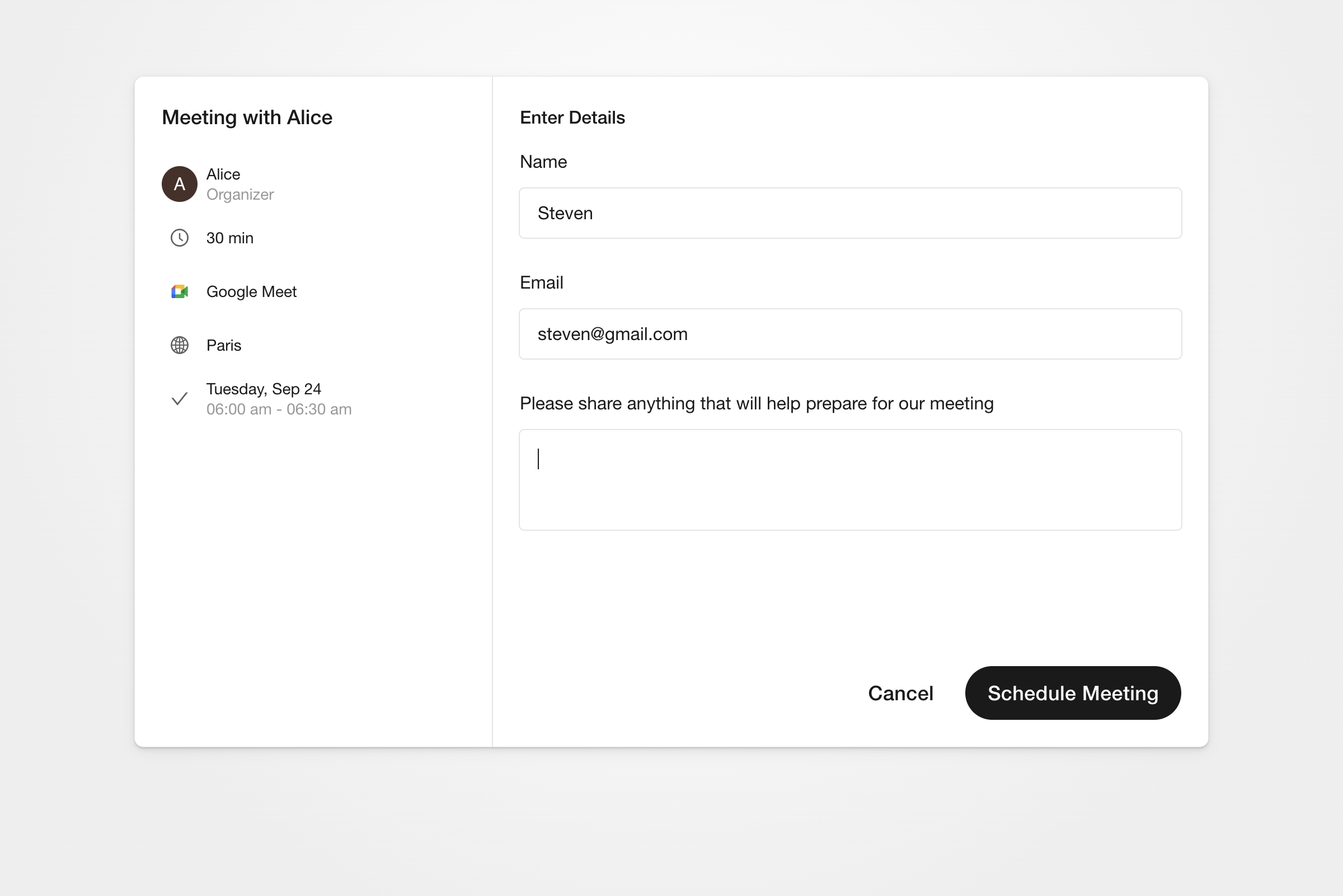 Calhub.app Public booking page