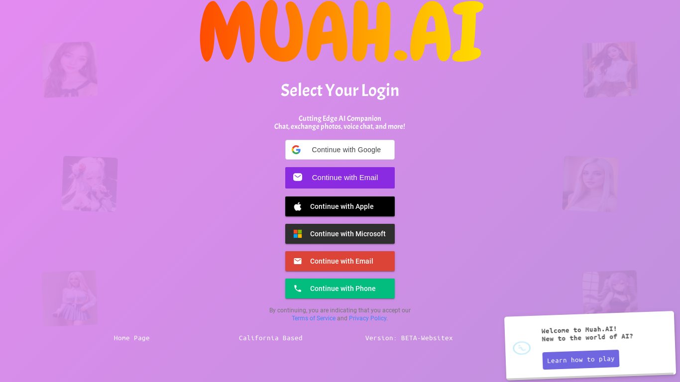 Muah AI Landing page