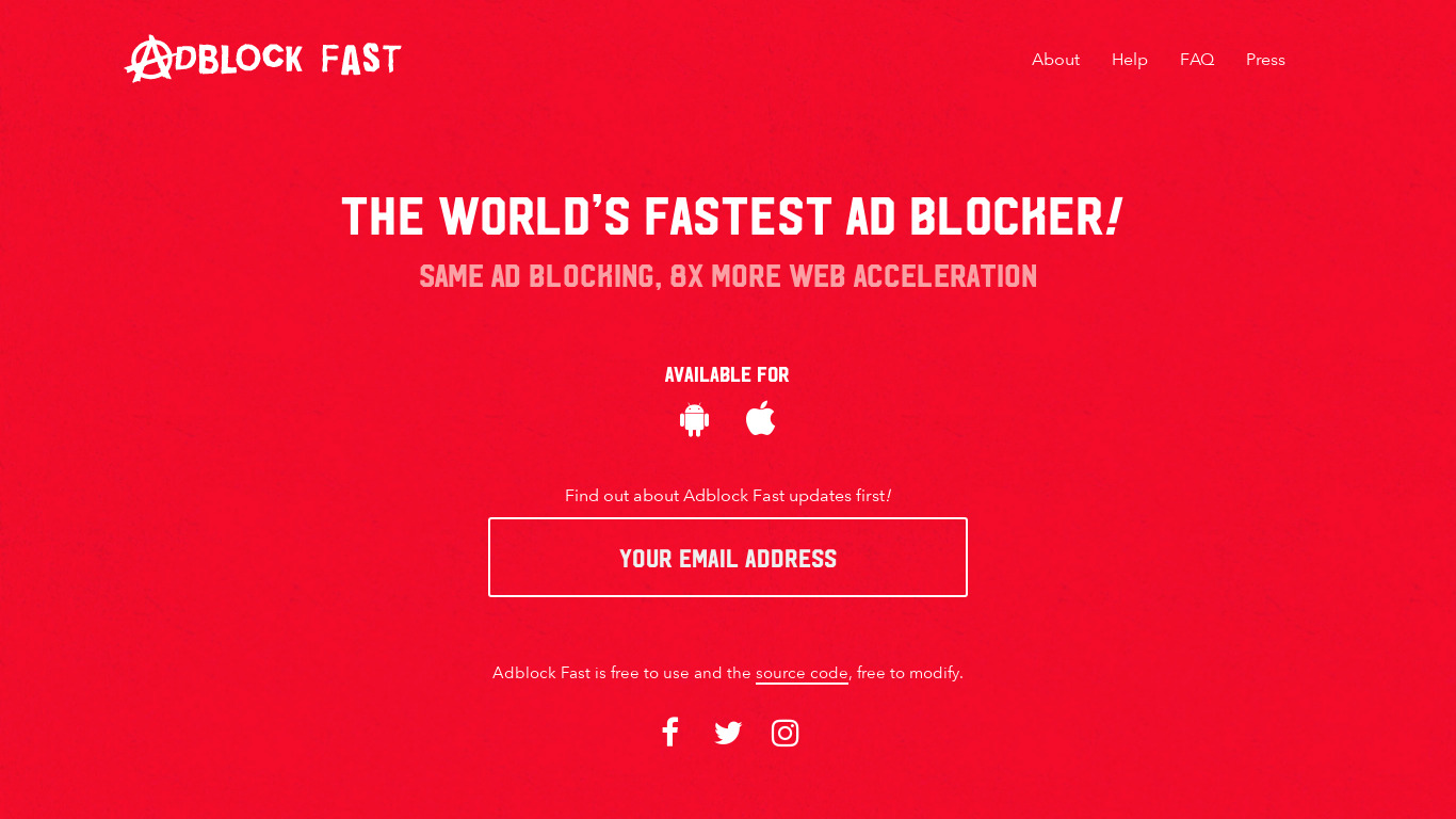 Adblock Fast Landing page