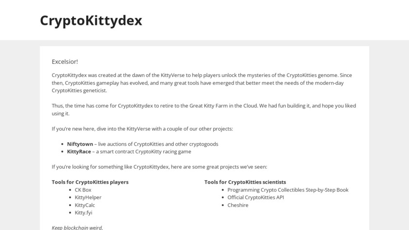 CryptoKittydex Landing Page