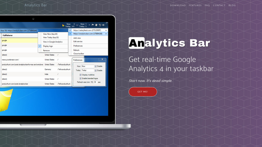 Analytics Bar Landing Page