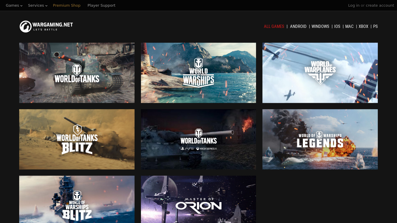 World of Tanks Landing page