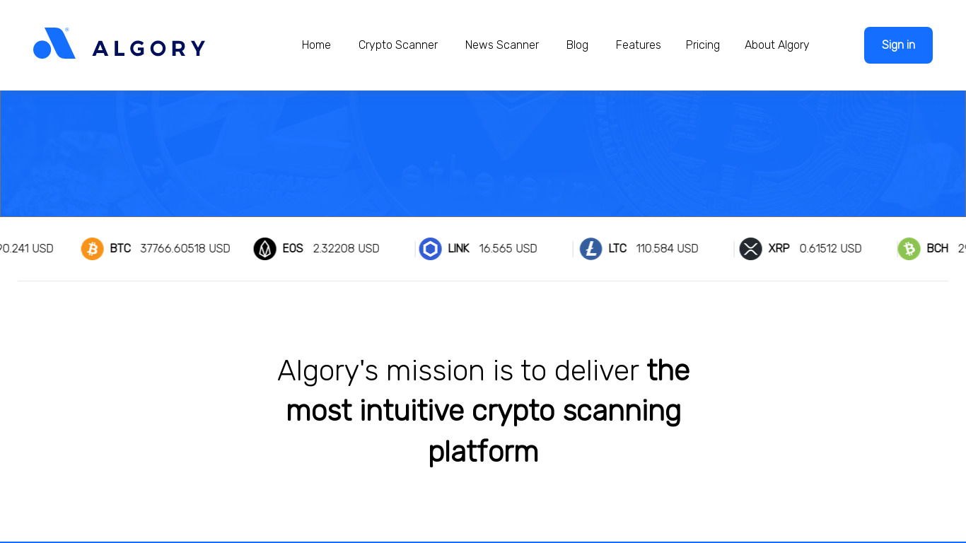 Algory Landing page