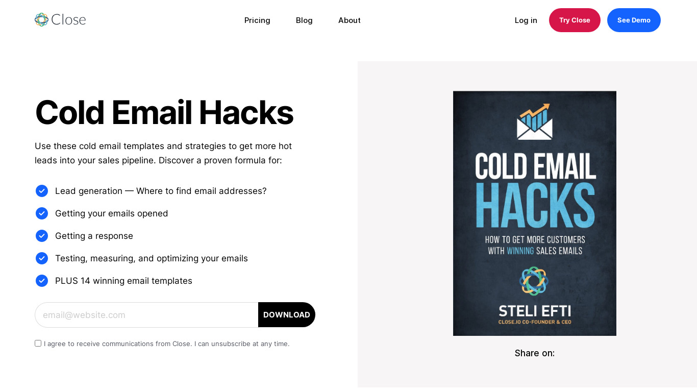 Cold Email Hacks Landing page