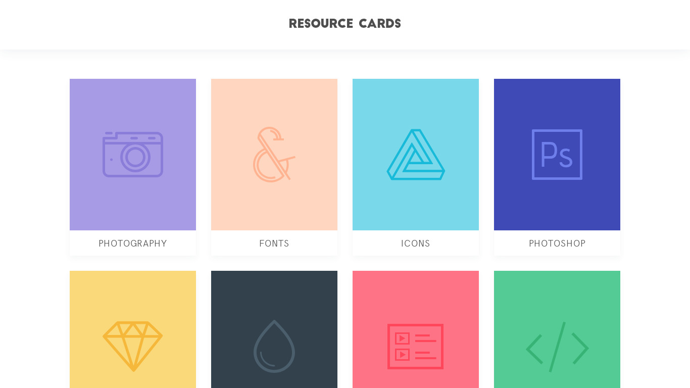 Resource Cards Landing page
