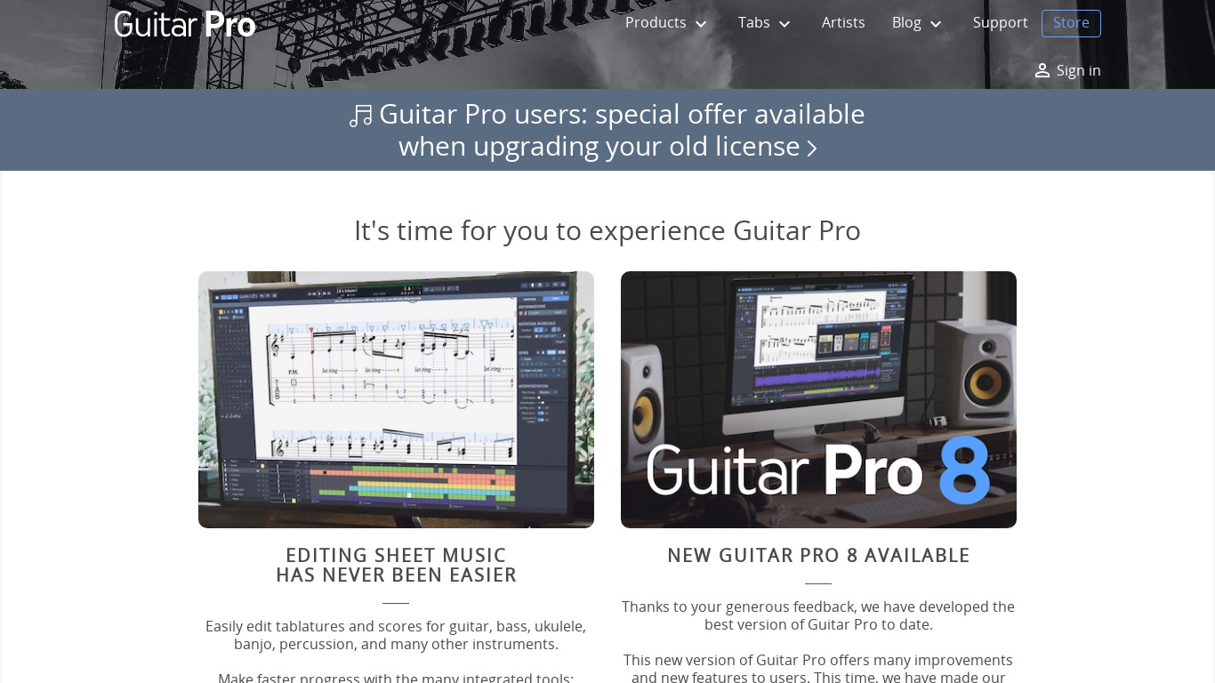 Guitar Pro 7 Landing page