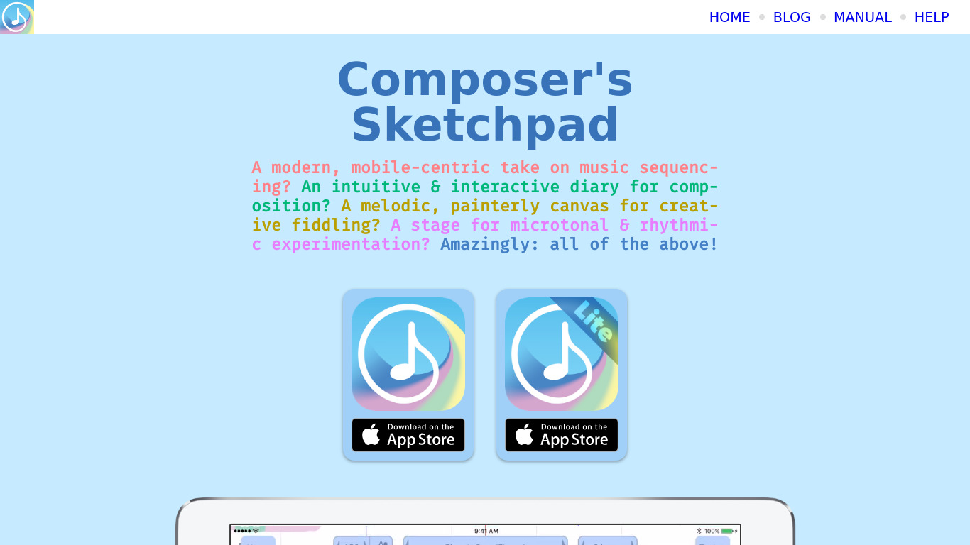 Composer's Sketchpad Landing page