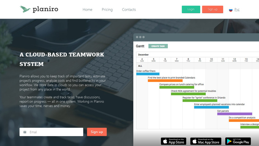 Planiro Landing Page