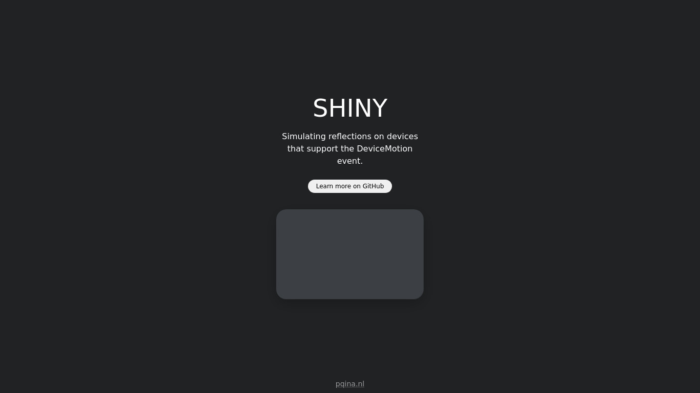Shiny.js Landing page