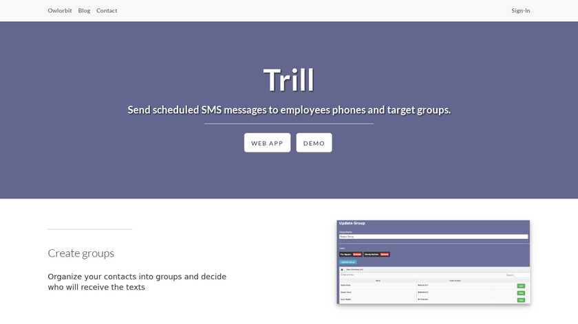 Owlorbit Trill Landing Page