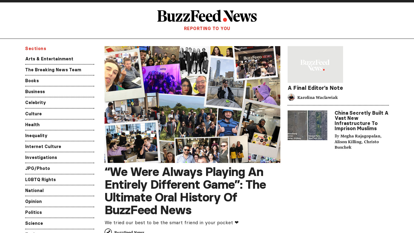 BuzzFeed News Landing page