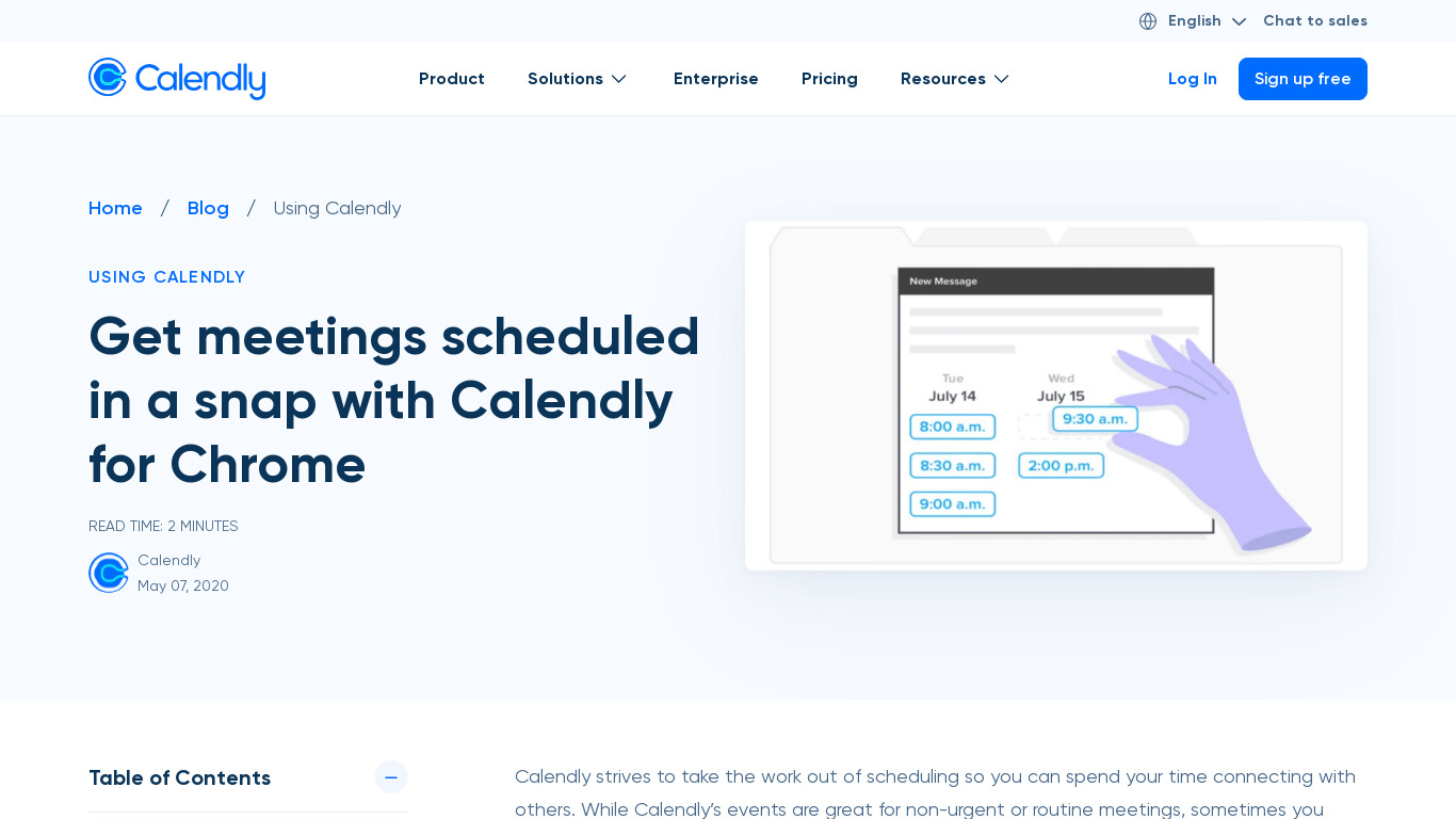 Calendly for Chrome Landing page