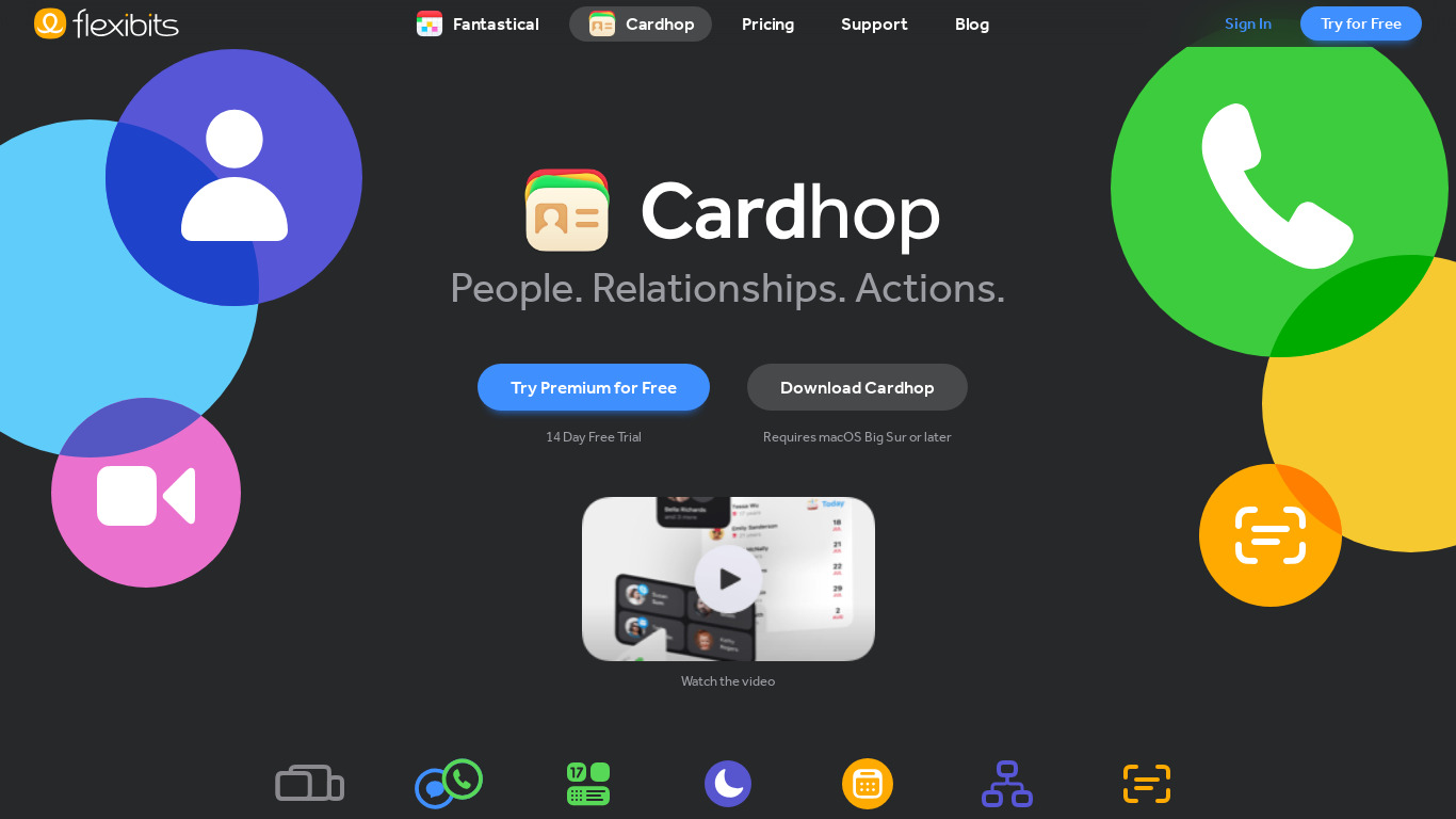 Cardhop Landing page