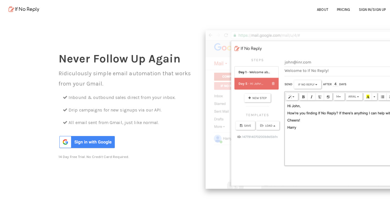 If No Reply Landing page