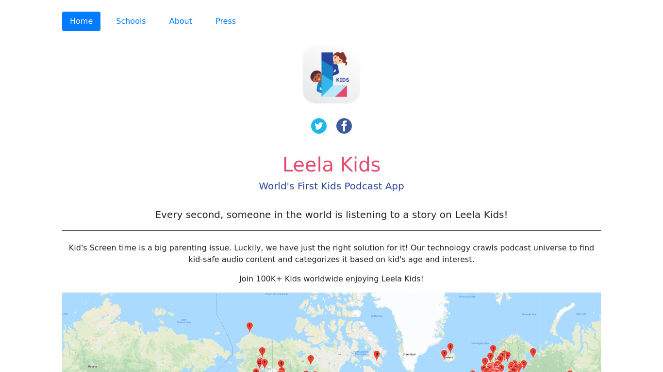 Leela Kids Landing page