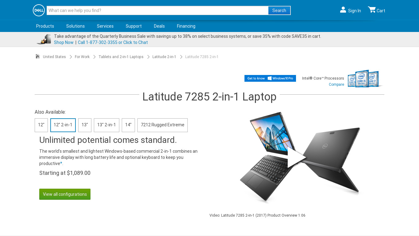 Latitude 7285 2-in-1 Landing page