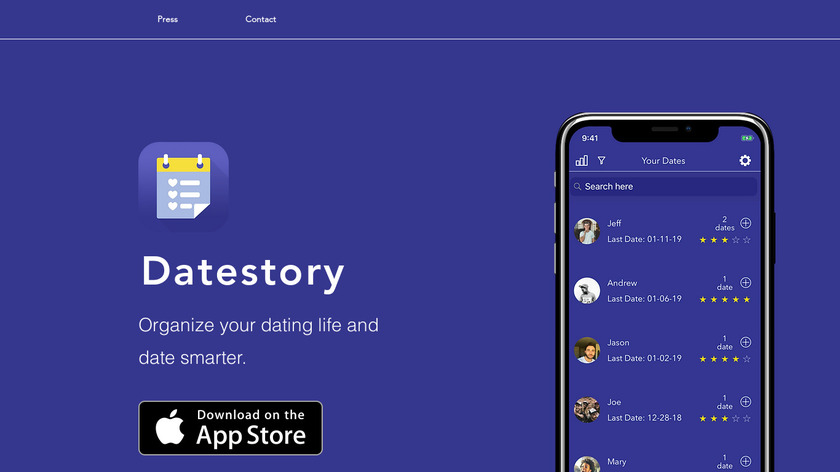 Datestoryapp.com Landing Page
