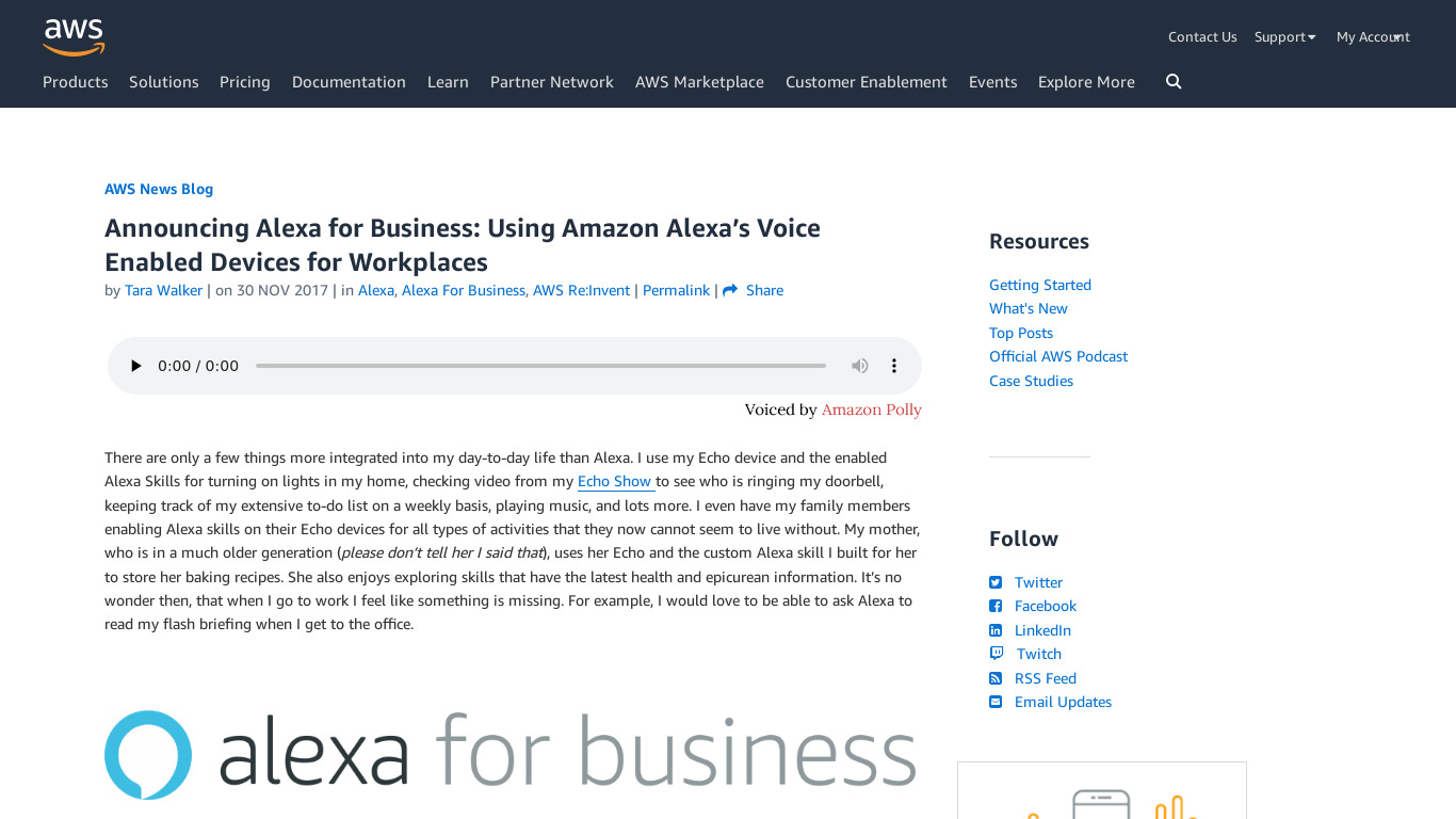 Alexa for Business Landing page