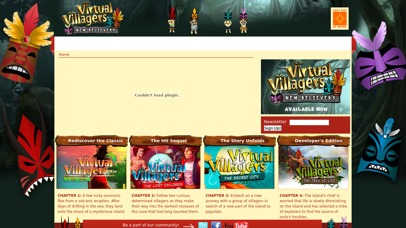 Virtual Villagers Landing page