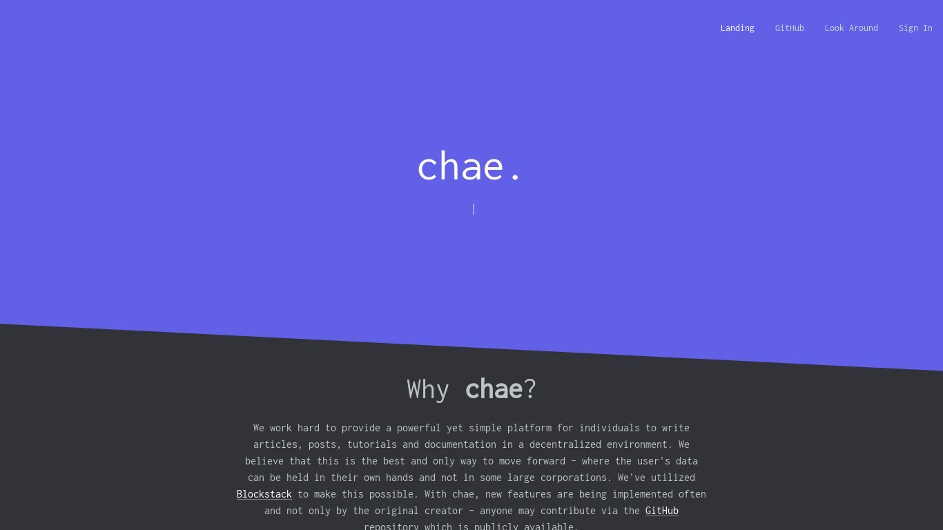 Chae Landing page