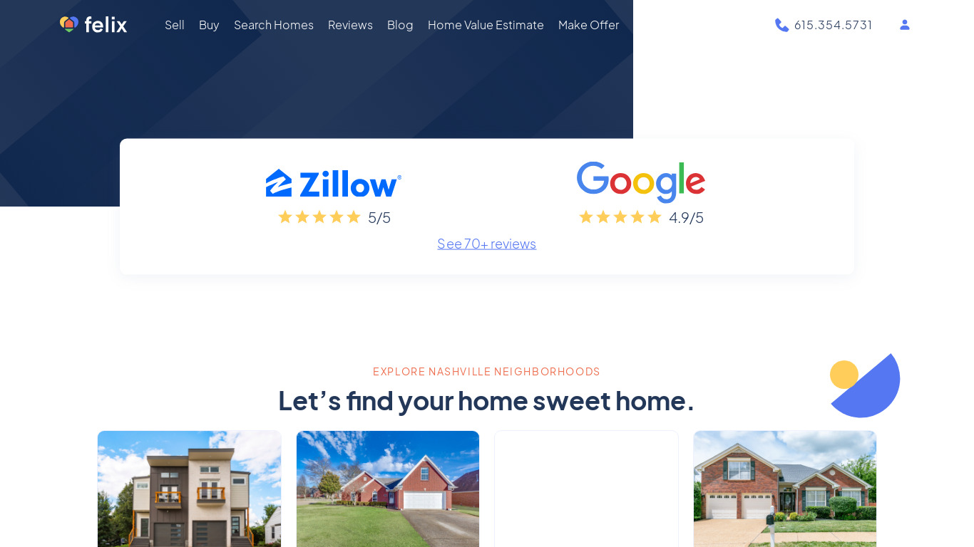 Felix Homes Landing page