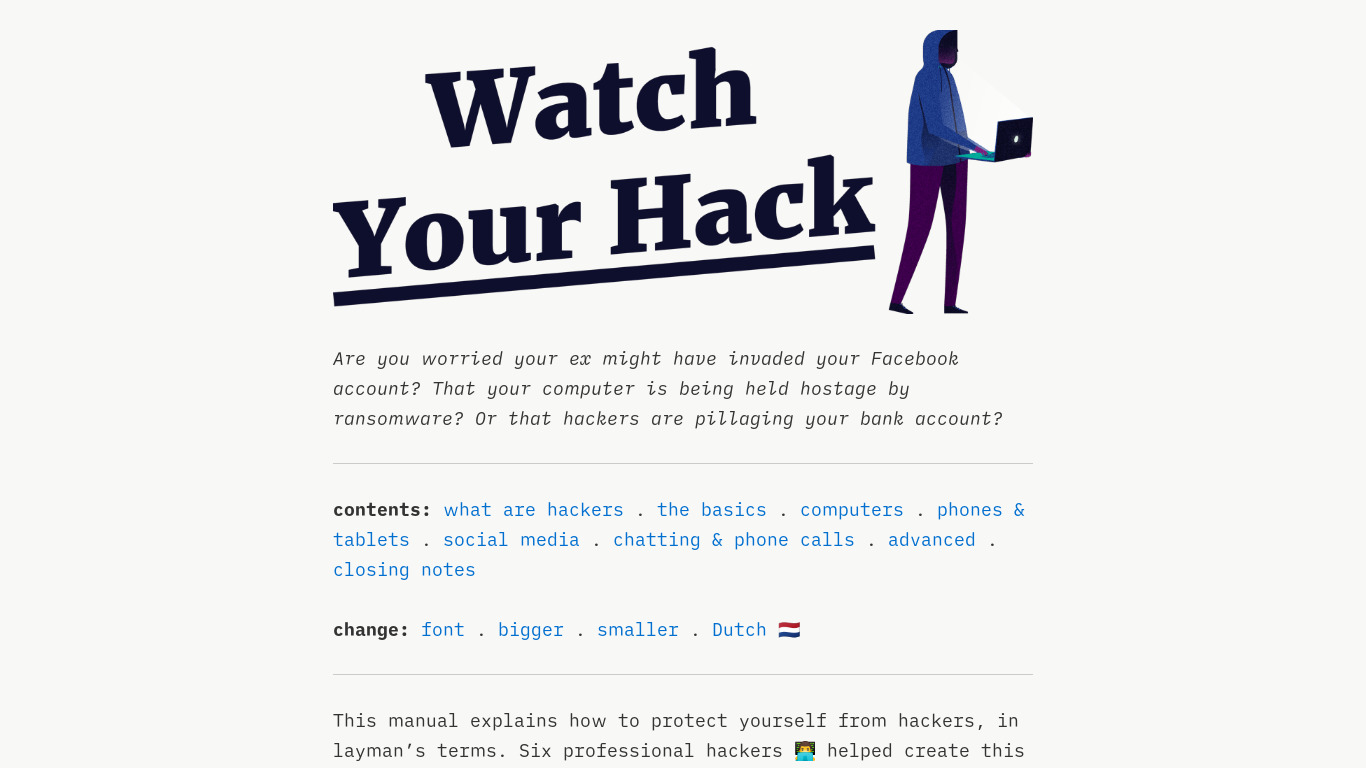 Watch Your Hack Landing page