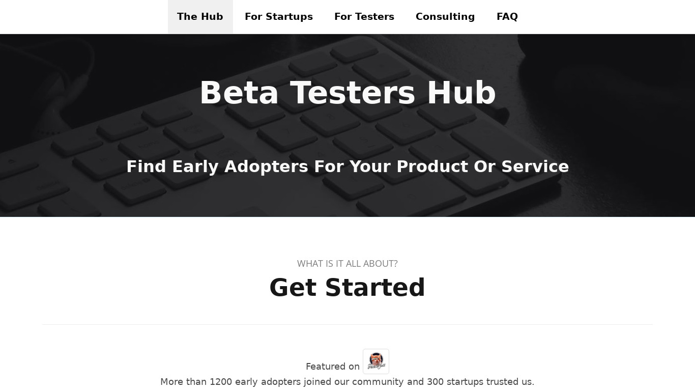 Beta Testers Hub Landing page