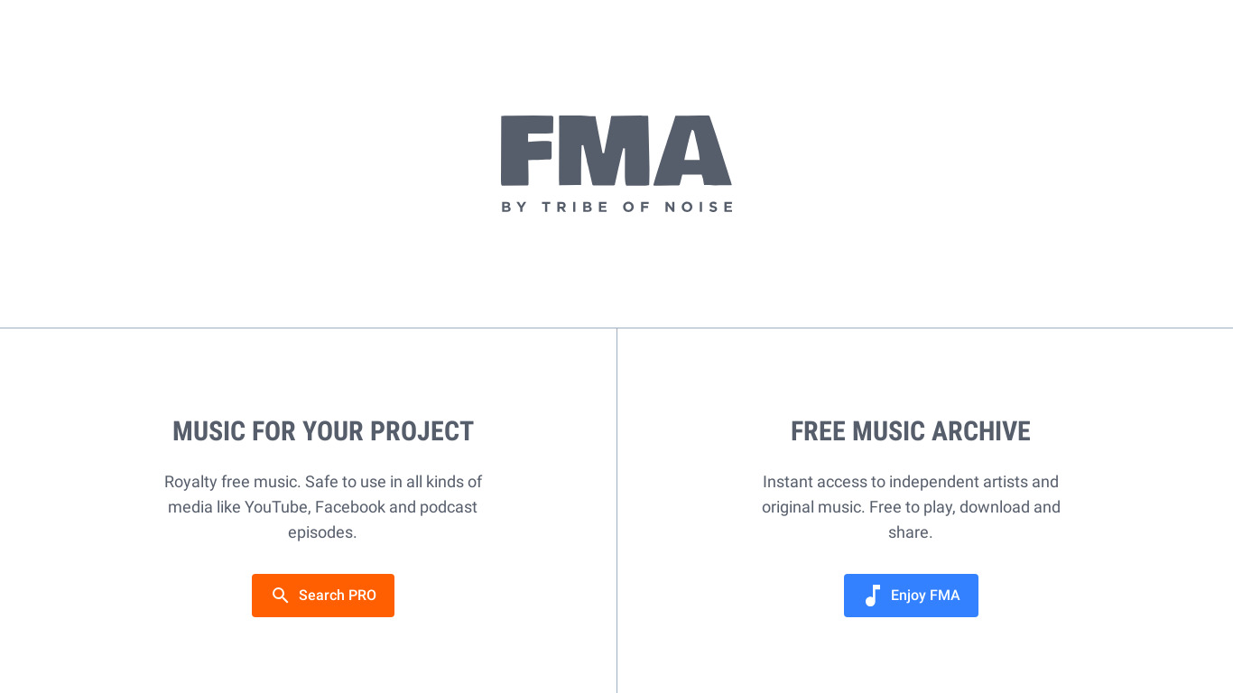 Free Music Archive Landing page