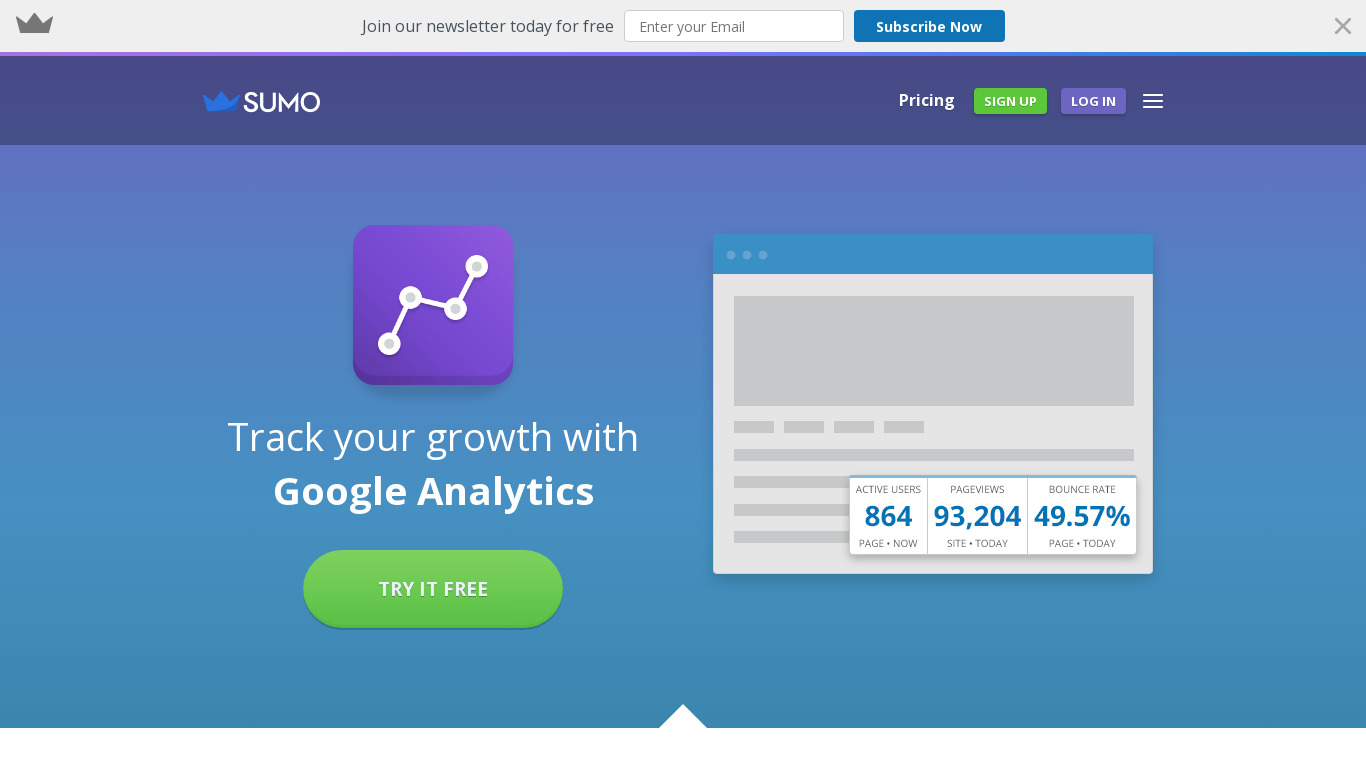 Google Analytics by SumoMe Landing page