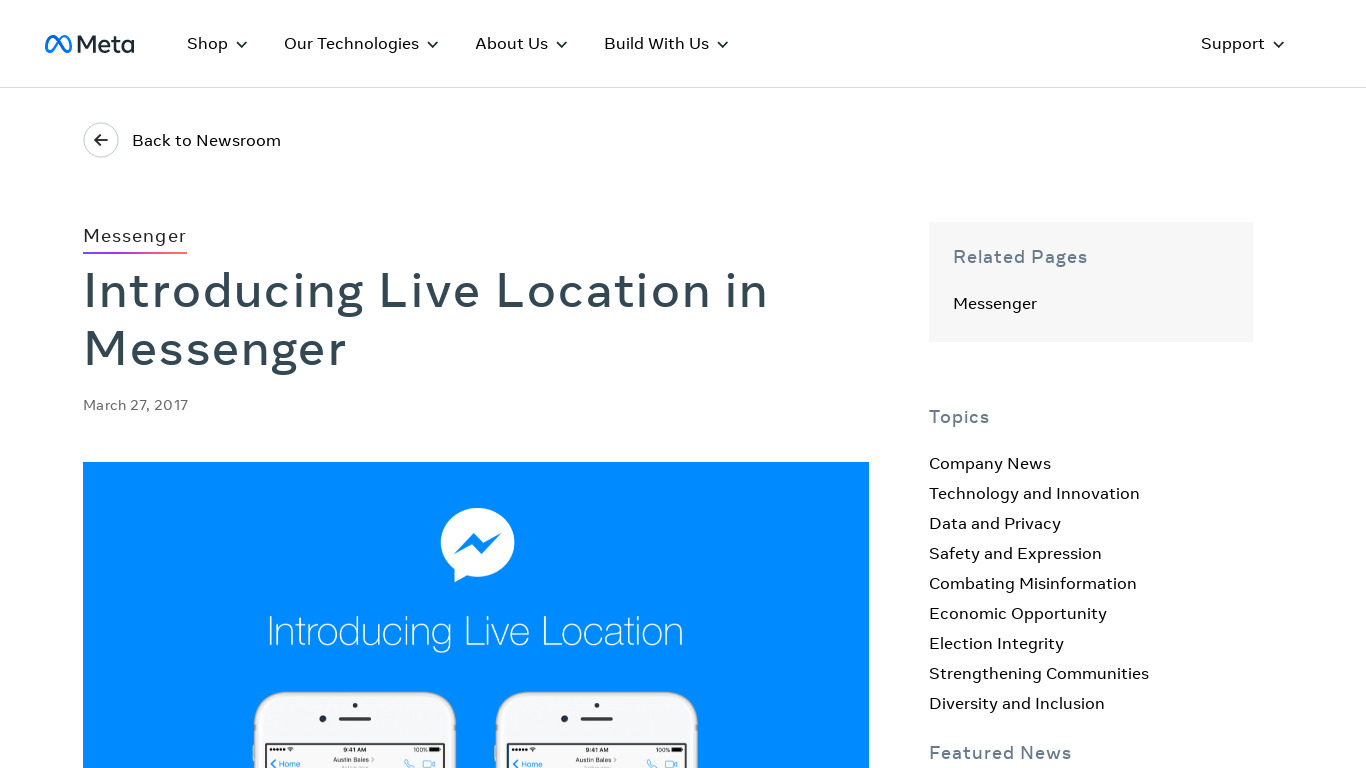 Live Location in Messenger Landing page