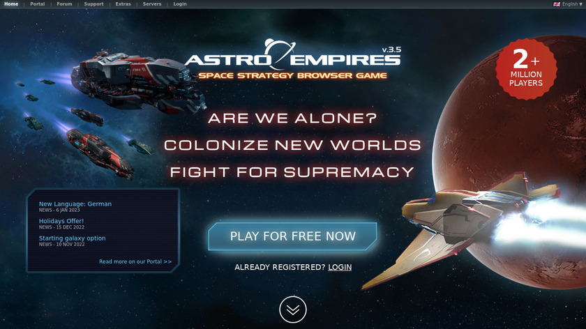 Astro Empires Landing Page
