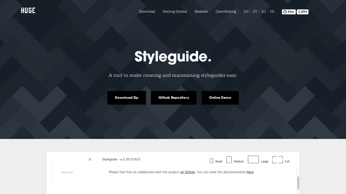 Styleguide Landing page