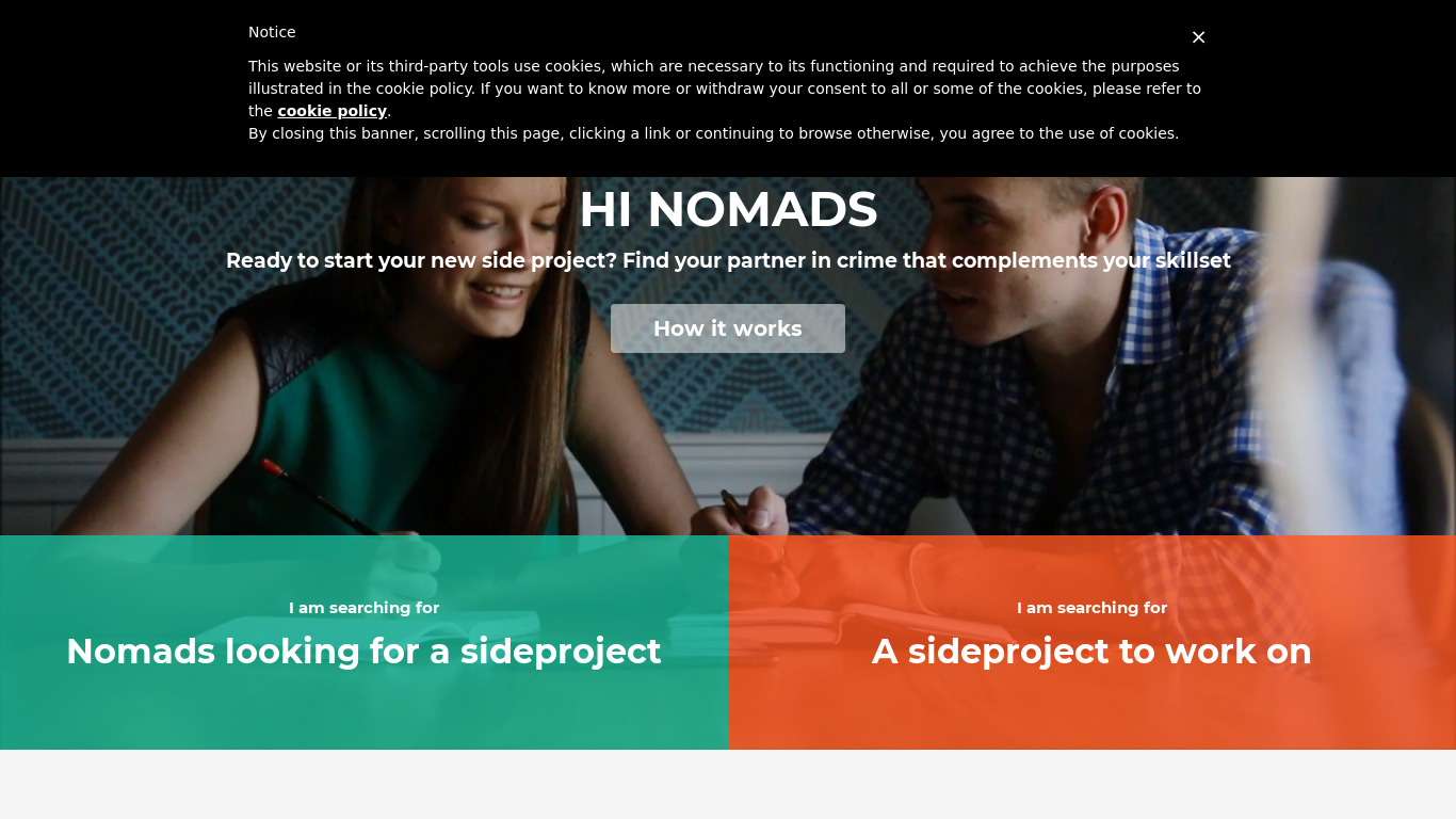 Nomad Projects Landing page