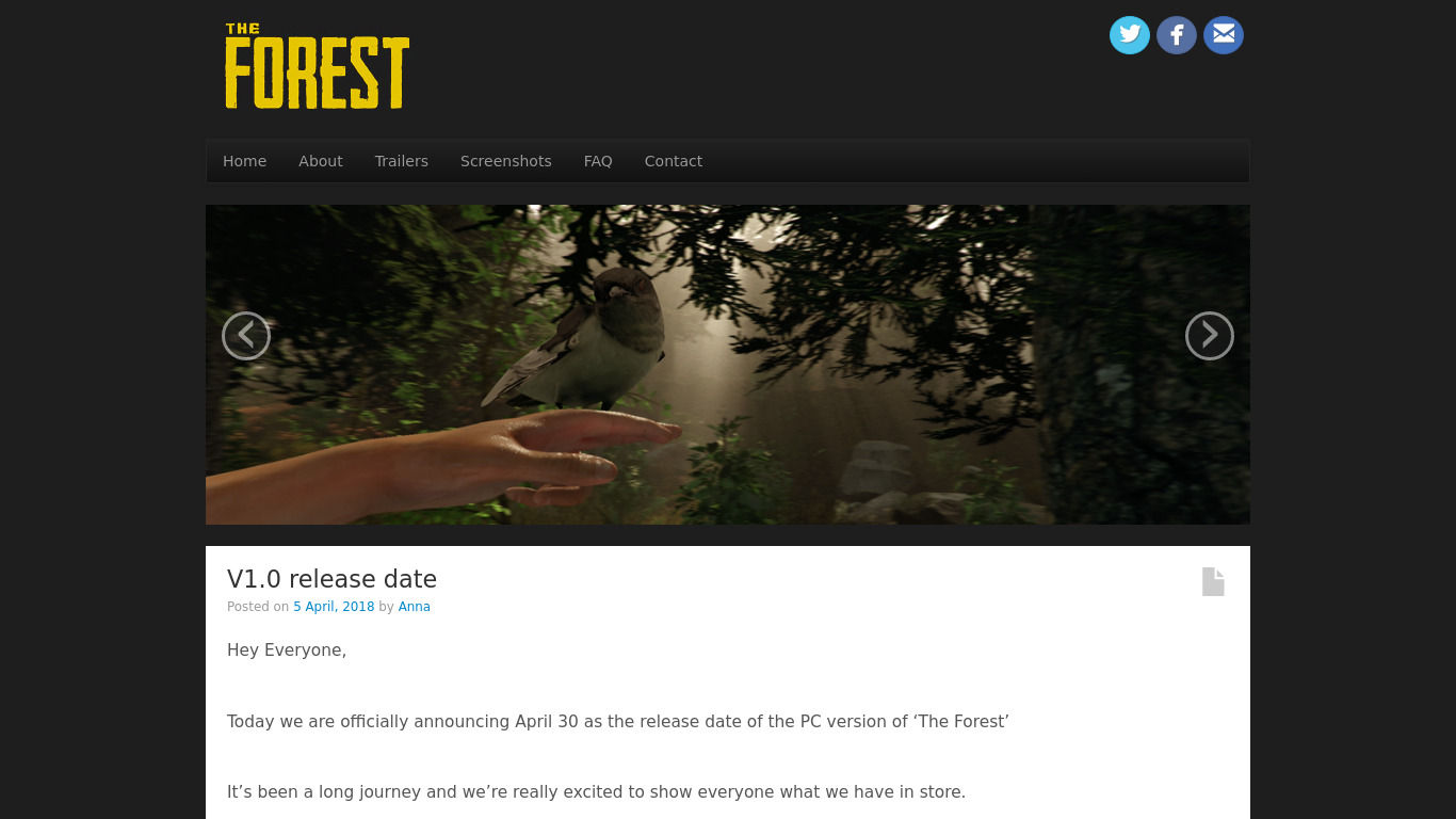 The Forest Landing page