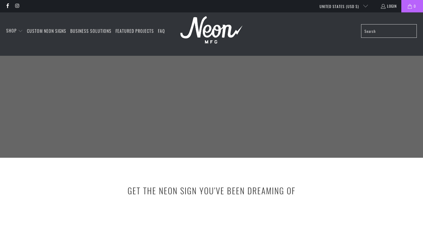 Neon MFG Landing page