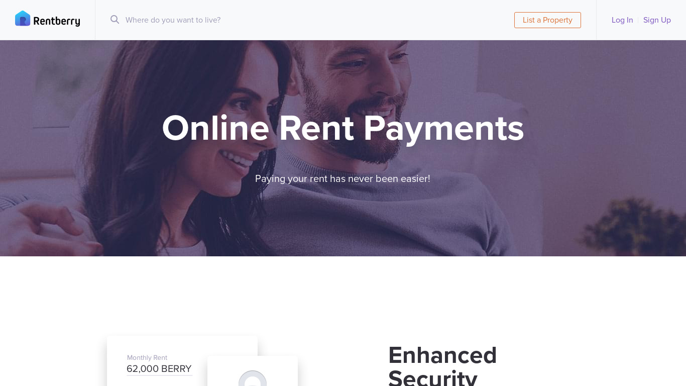Rentberry Rent Payments Landing page