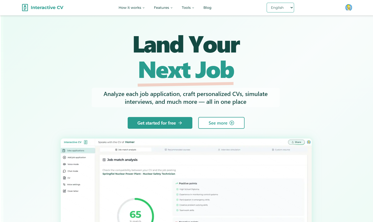 Interactive CV Landing