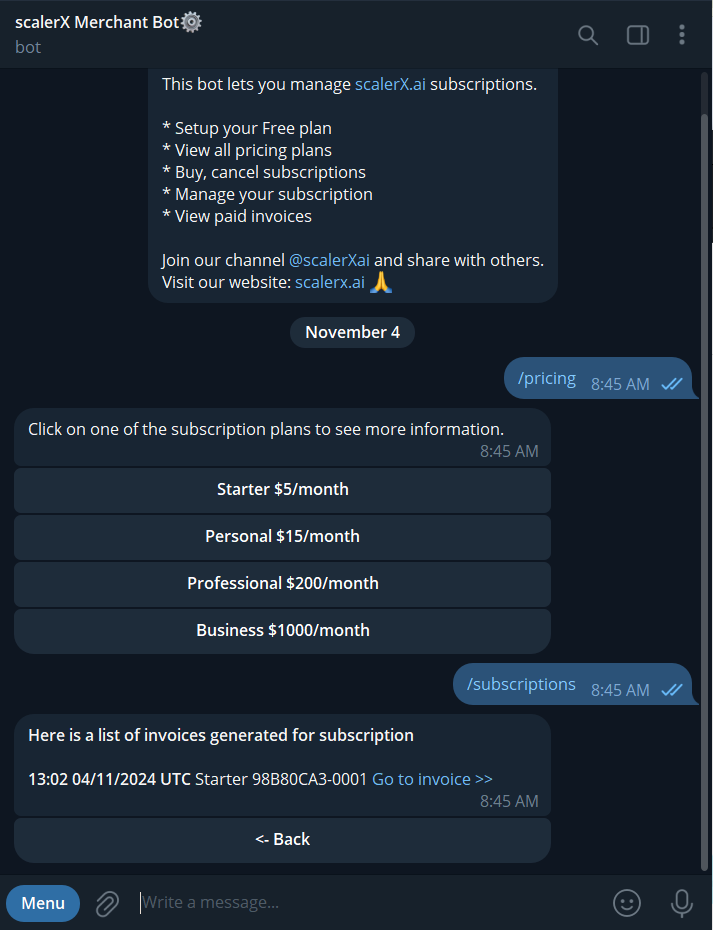 scalerX.ai Subscriptions