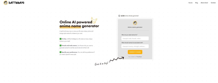 Dattebayo Anime Name Generator Landing Page