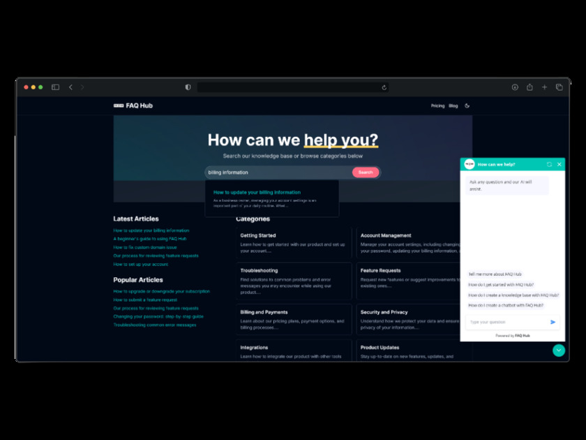 FAQHub.io Landing Page