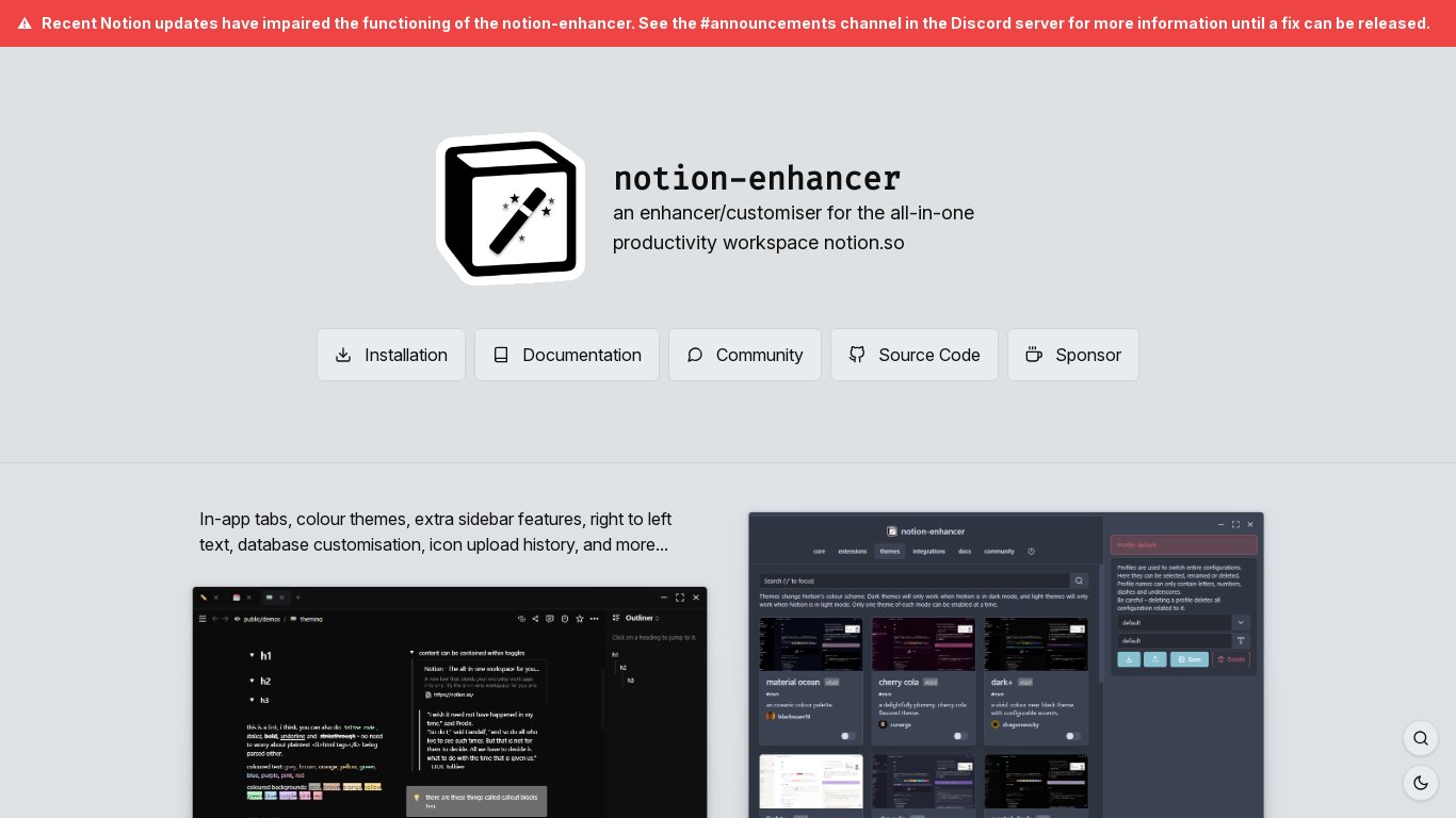 notion-enhancer Landing page