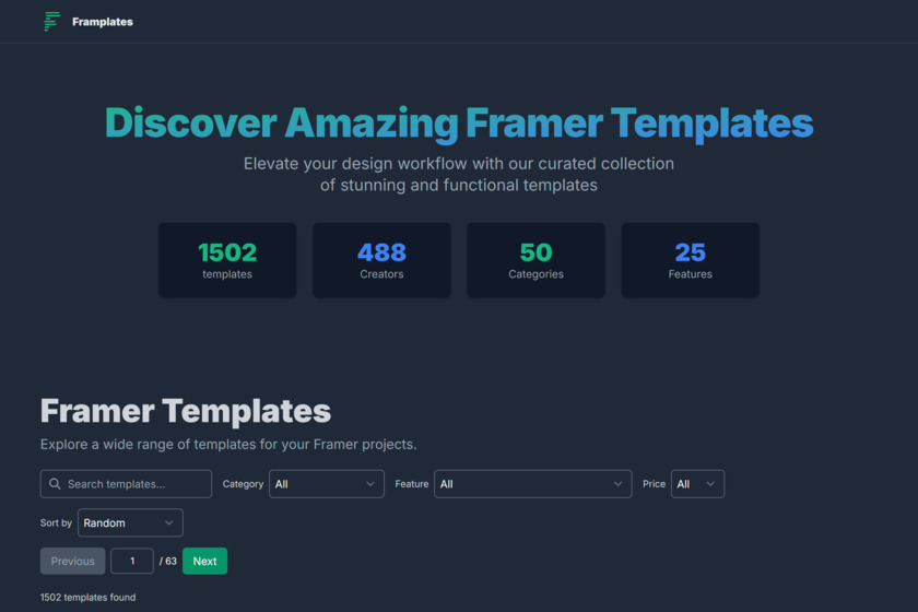 Framplates Landing Page