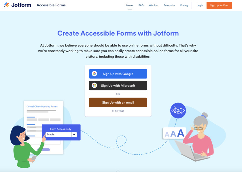 Accessible Forms by Jotform Landing Page