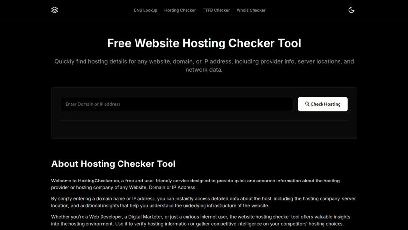 HostingChecker.co Landing Page