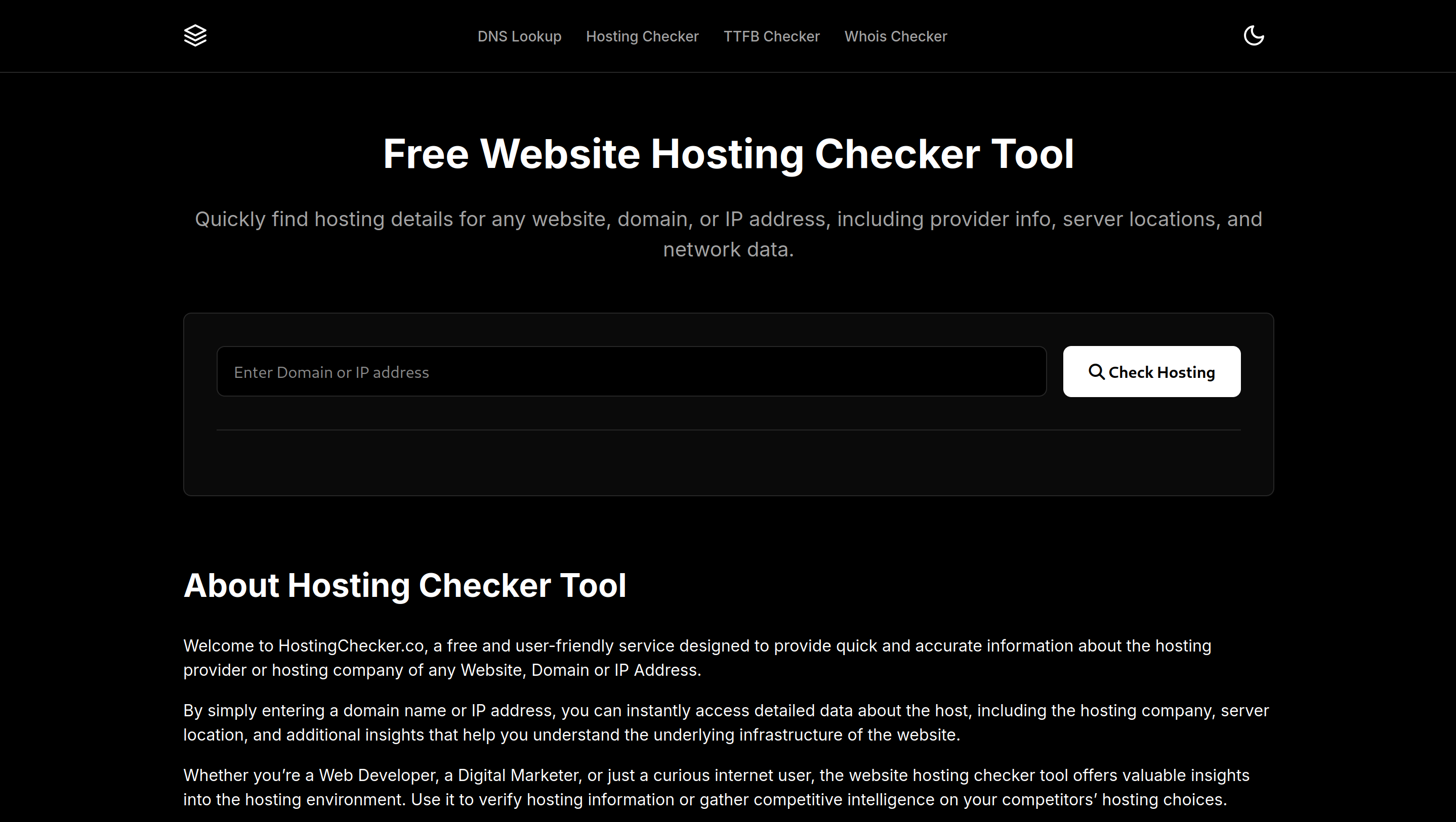 HostingChecker.co Homepage