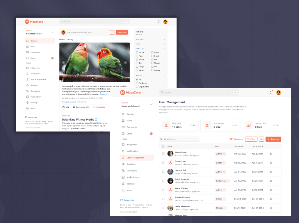 tchop Admin dashboard and user management