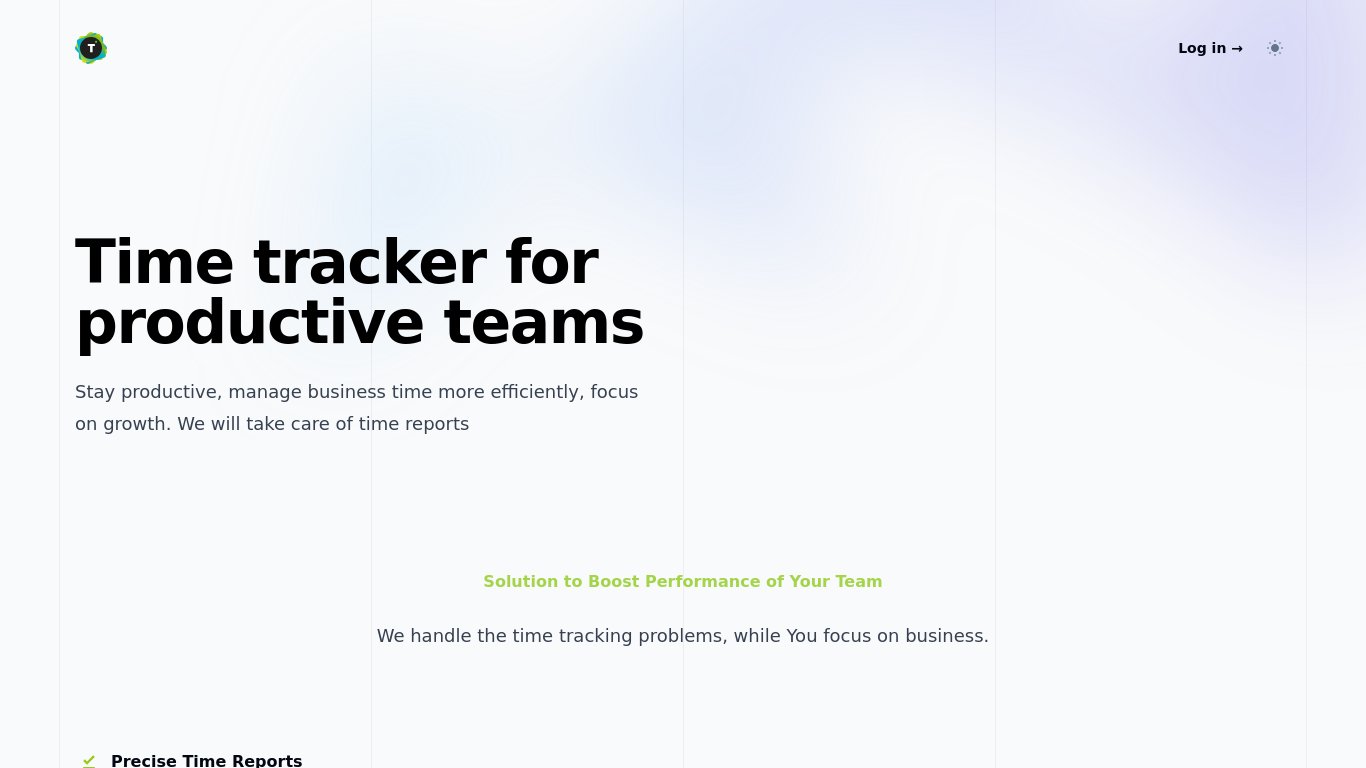 Tidpunkt Landing page
