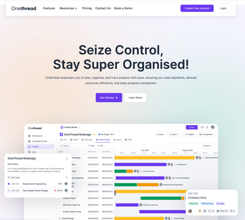 Onethread Landing Page