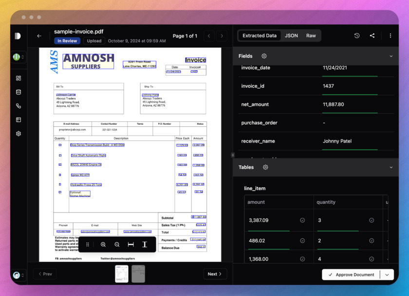 DigiParser Data page screenshot