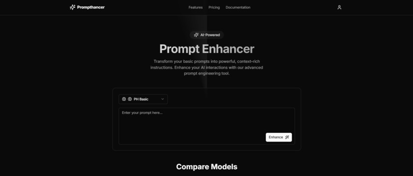 Prompthancer Landing Page